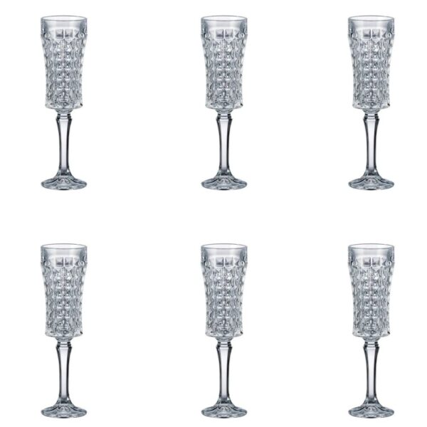 Bohemia Crystal Flute Diamond Set, 6 Pieces -120 ml