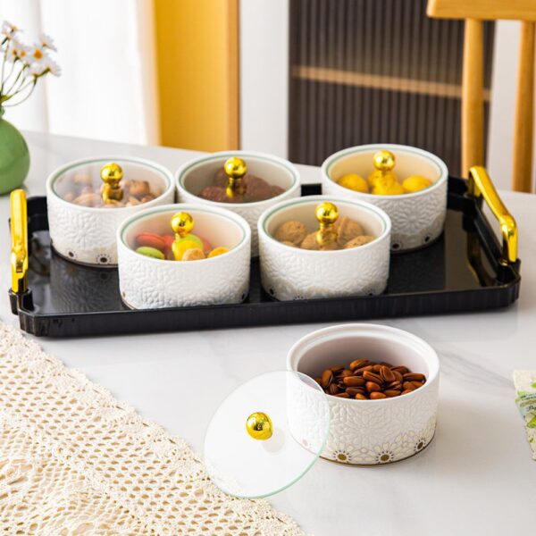 طقم مكسرات بالصينيه – Andalous Design – White*Biege