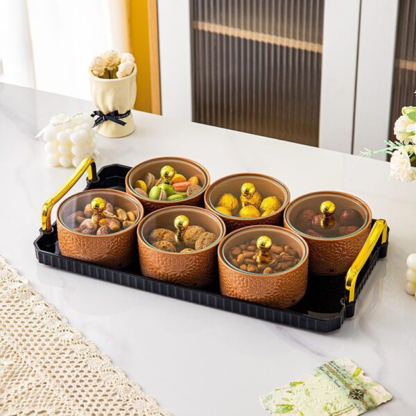 طقم مكسرات بالصينيه – Andalous Design – Metallic Brown