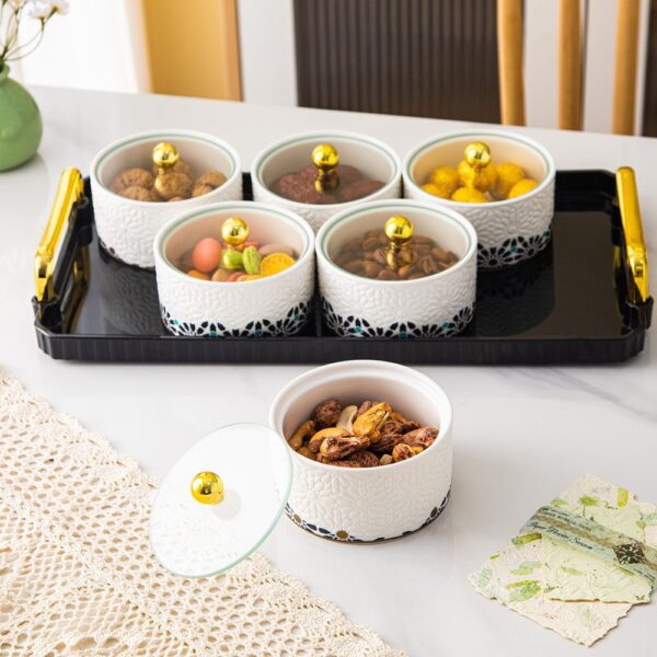 طقم مكسرات بالصينيه – Andalous Design – White*Royal Blue