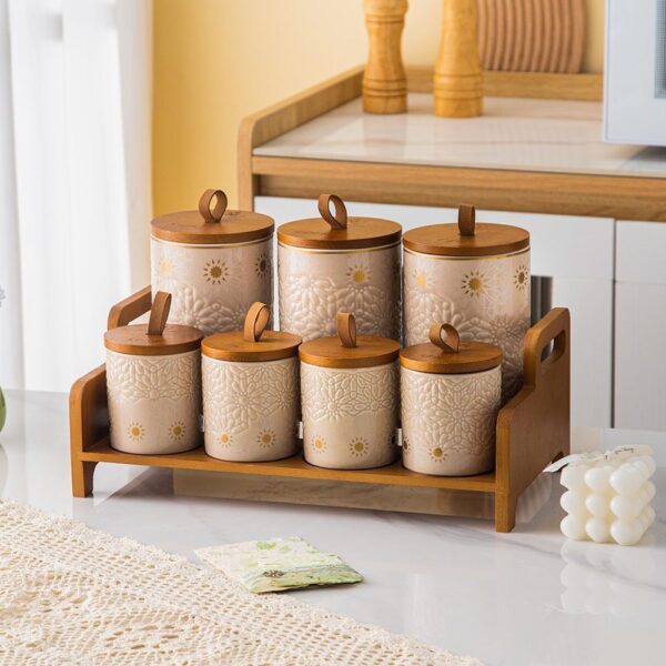 طقم توابل 7 قطع – Andalous Design – Biege