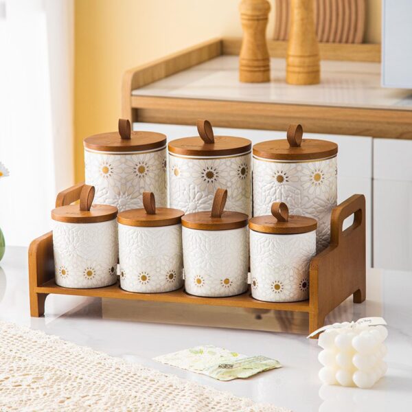 طقم توابل 7 قطع – Andalous Design – White*Biege