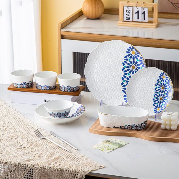 طقم عشاء 29 قطعه – Andalous Design – White*Royal Blue
