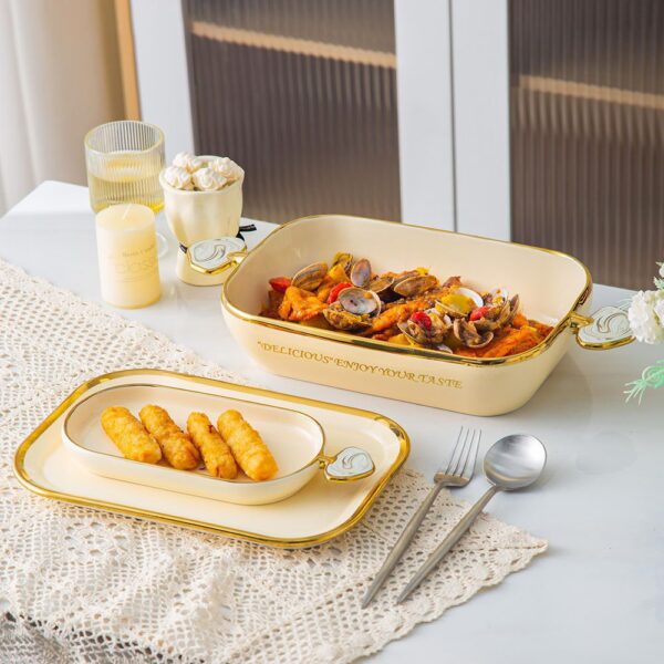 طاجن تقديم متسطيل – بيج – Modern