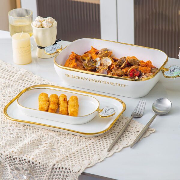 طاجن تقديم متسطيل – ابيض – Modern