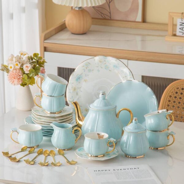 طقم شاي 30 قطعه – FLOWRY Butterfly – Baby Blue