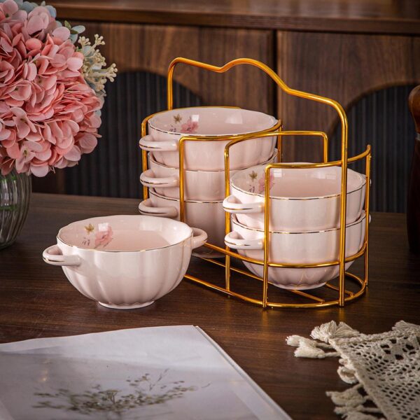 طقم شوربه على حامل – روز – Pumpkin