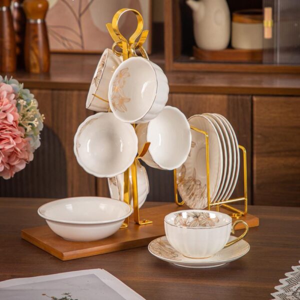 طقم شاى على حامل بالتمرية – Pumpkin – White