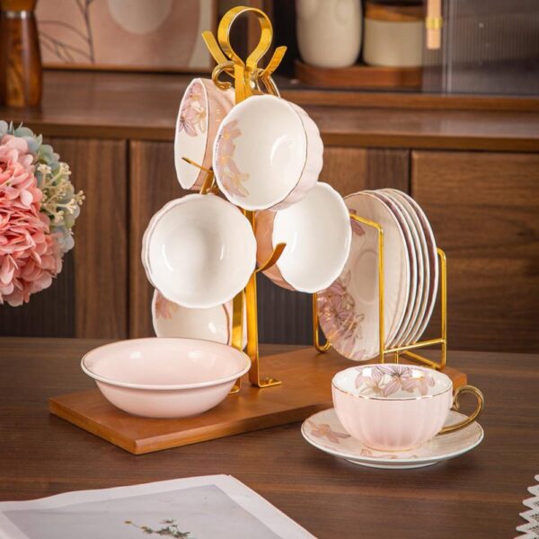 طقم شاى على حامل بالتمرية – Pumpkin – Pink