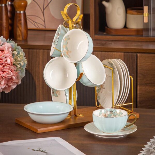 طقم قهوة على حامل بالتمرية – Pumpkin – Blue