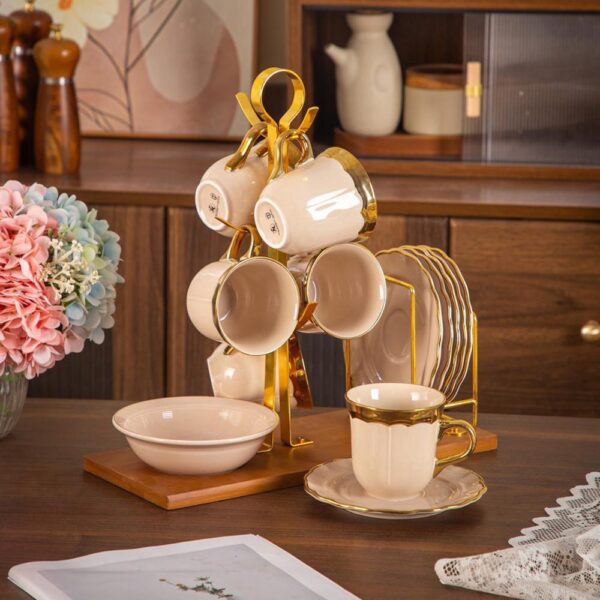 طقم شاى على حامل بالتمرية – Luxury – Biege