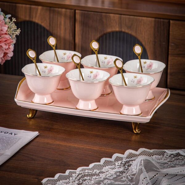 طقم جيلى و ايس كريم بالصينية – Queen – Pink