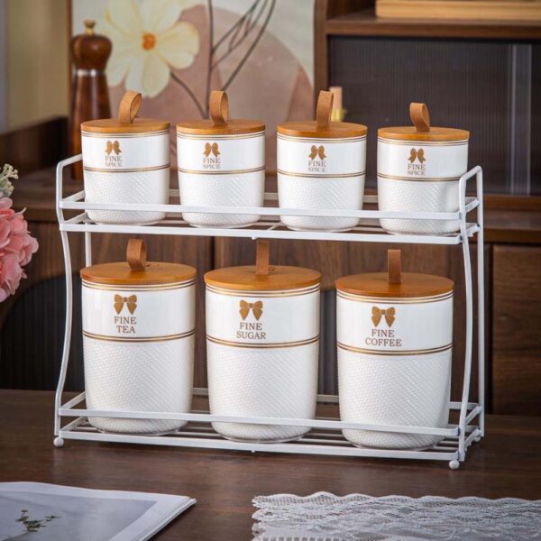 طقم توابل علي حامل 7 قطع – Fine – White