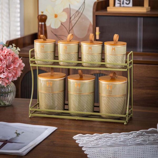 طقم توابل علي حامل 7 قطع – Fine – Olive