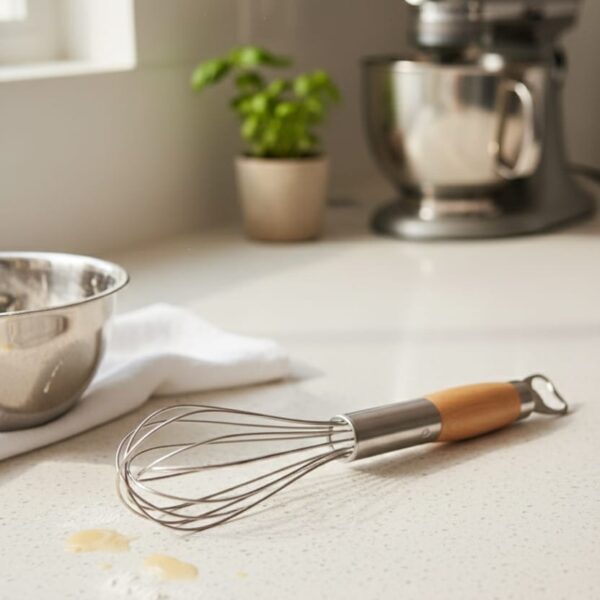 مضرب بيض استانلس بالفتاحه بيد خشبي