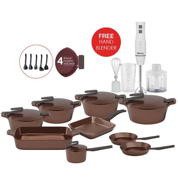 Artisan Granite 24 pieces – Brown & Free Hand Blender – Pyrex