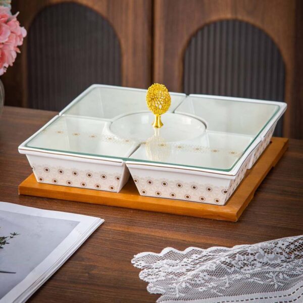 طقم تسالى مربع – Andalous Design – White*Biege