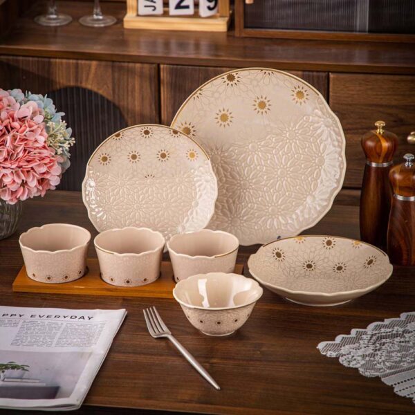 طقم عشاء 28 قطعه – Andalous Design – Biege