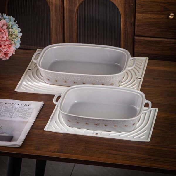 طقم طاجن 2 قطعة + كوستر سليكون حرارى – Grey – Andalous Design