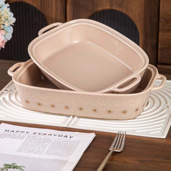 طقم طاجن 2 قطعة + كوستر سليكون حرارى – Biege – Andalous Design