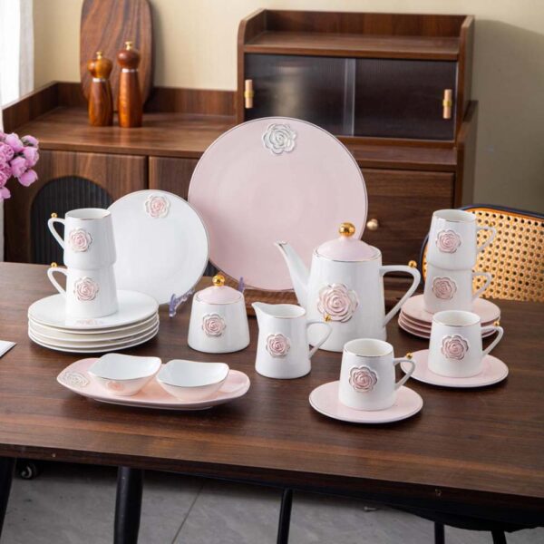 طقم شاى و جاتو 27 قطعة – Rosa – Pink
