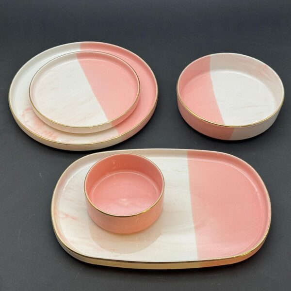 طقم عشاء 25 قطعه ماربل روز*ابيض – Évora