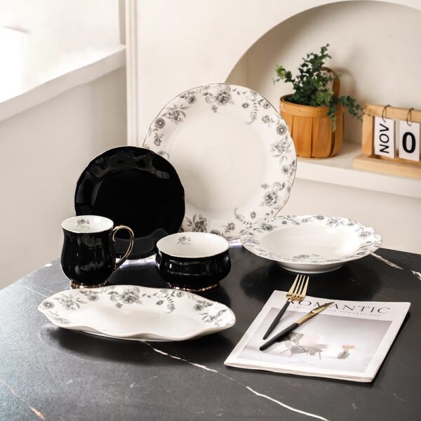 طقم عشاء 31 قطعه – FLOWRY – BLACK