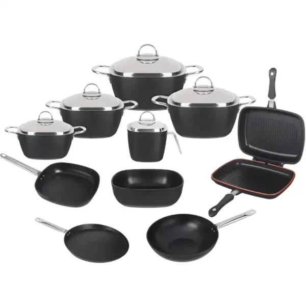 طقم حلل تيتانيوم 15 قطعة – اسود – سافلون