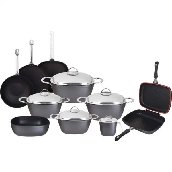 طقم حلل تيتانيوم 15 قطعة – رصاصى – سافلون