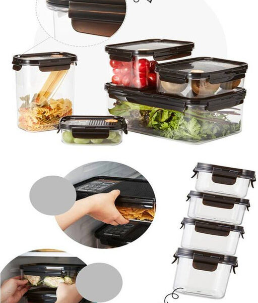 لوك اند لوك علبة بلاستيك مستطيلة ٤٥٠ مل أسود