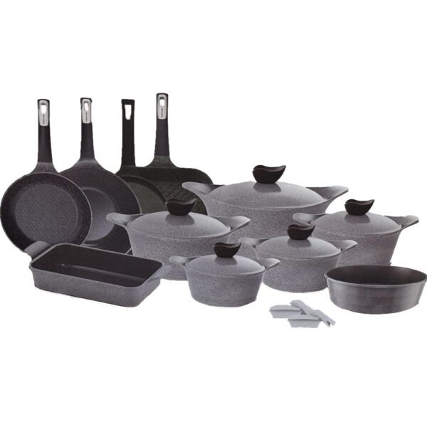 طقم حلل جيرانيت اينى 26 قطعة رصاصى – Noeflam