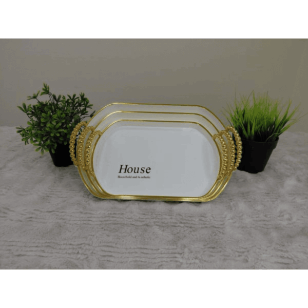 طقم صواني تقديم أكليريك 3 قطعه HOUSE بيضاوي