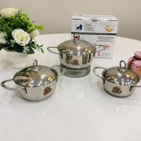 طقم حلل ثلاجة استانلس استيل غويط بالغطاء نيو تريز