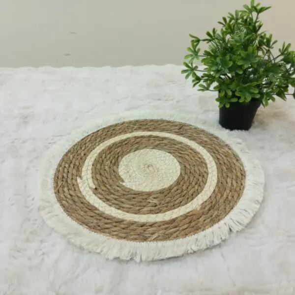 كوستر من الخوص مقاس 33 سم مستدير عازل للحراره