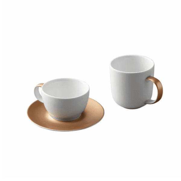 طقم صينى فنجان ومج قطعتين ابيض مدهب – Berghoff